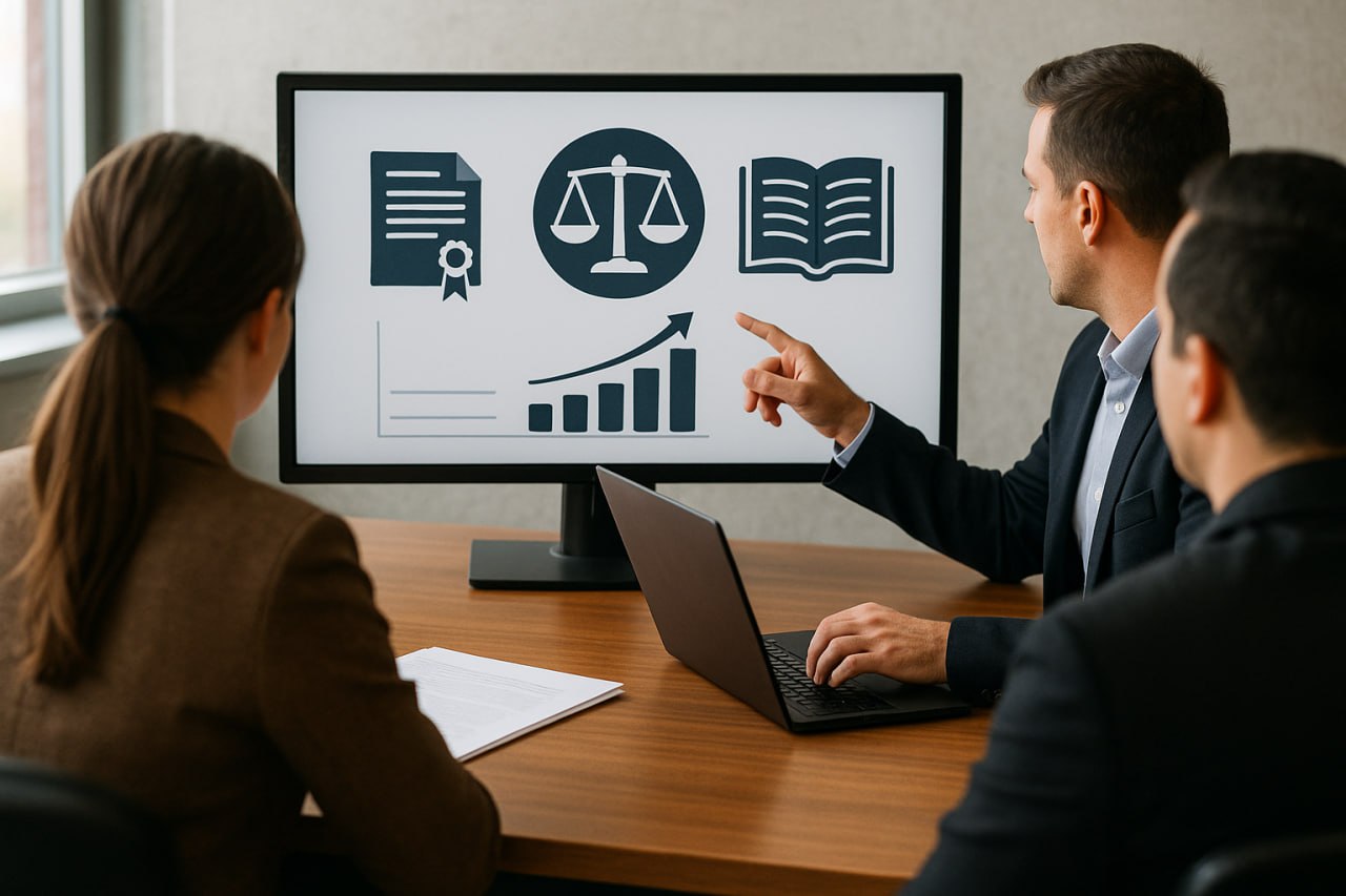 جلسه مشاوره قوانین و مقررات با نمودار